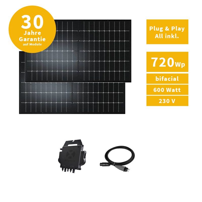 Balkonkraftwerk PV Solaranlage / 720 Wp / 600 Watt / 230 V
